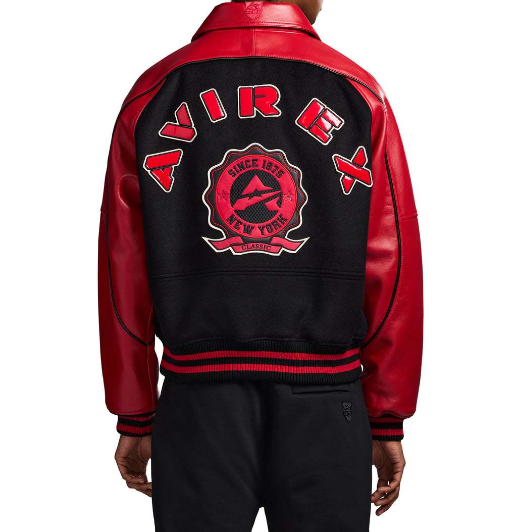 Classic Wool Varsity Avirex Leather Jacket