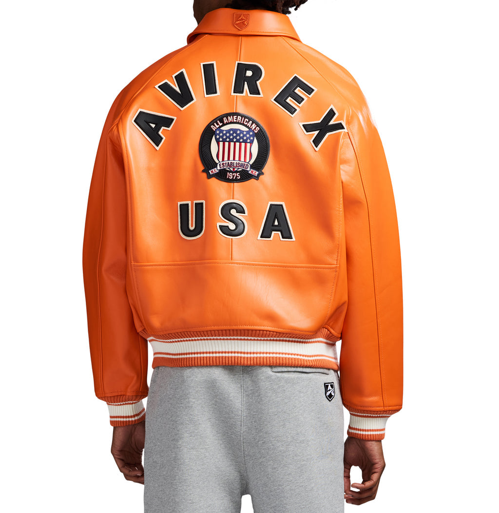 Orange Icon Avirex Leather Jacket