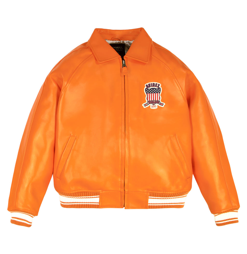 Orange Icon Avirex Leather Jacket
