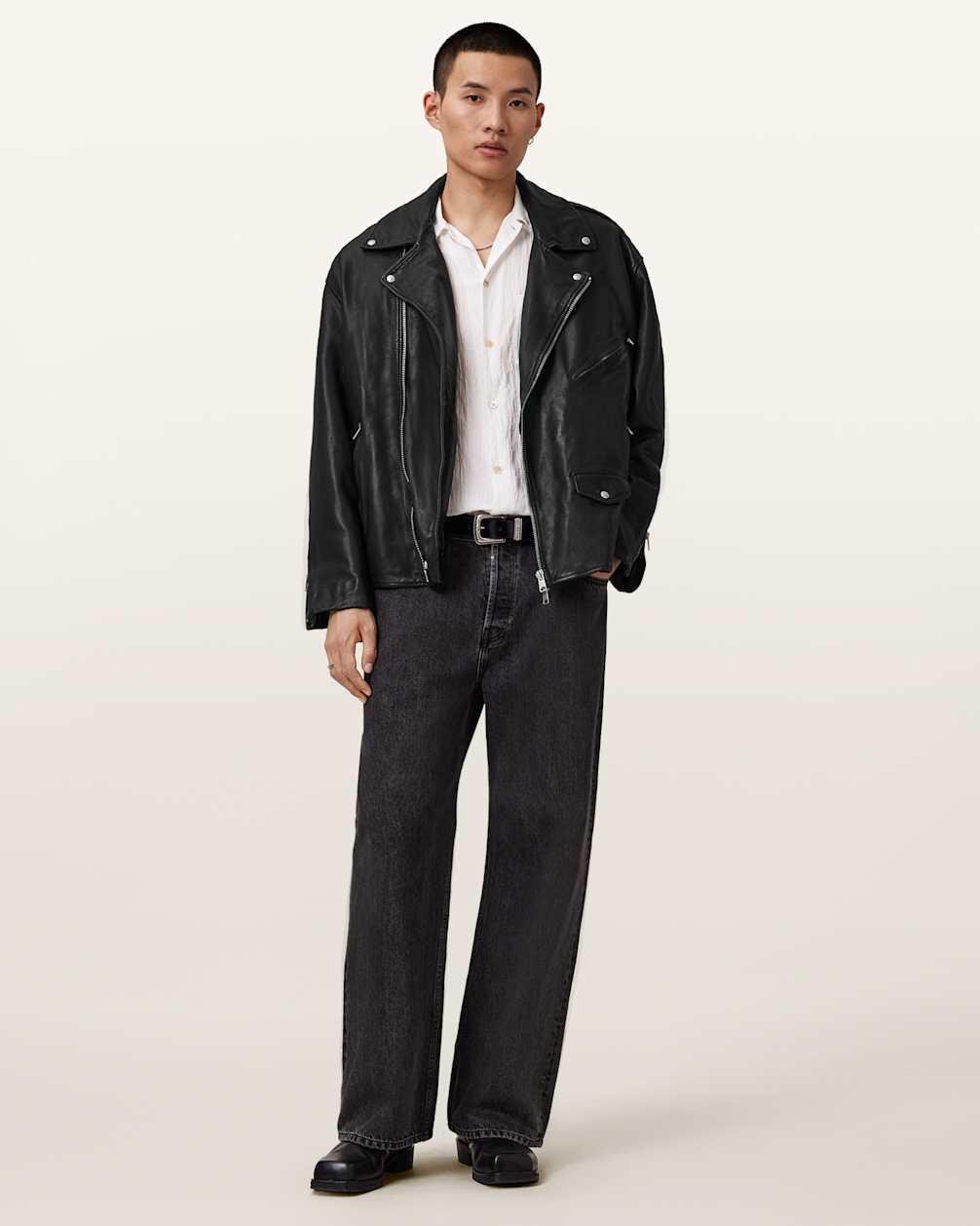 Bradford Oversized Leather Biker Jacket