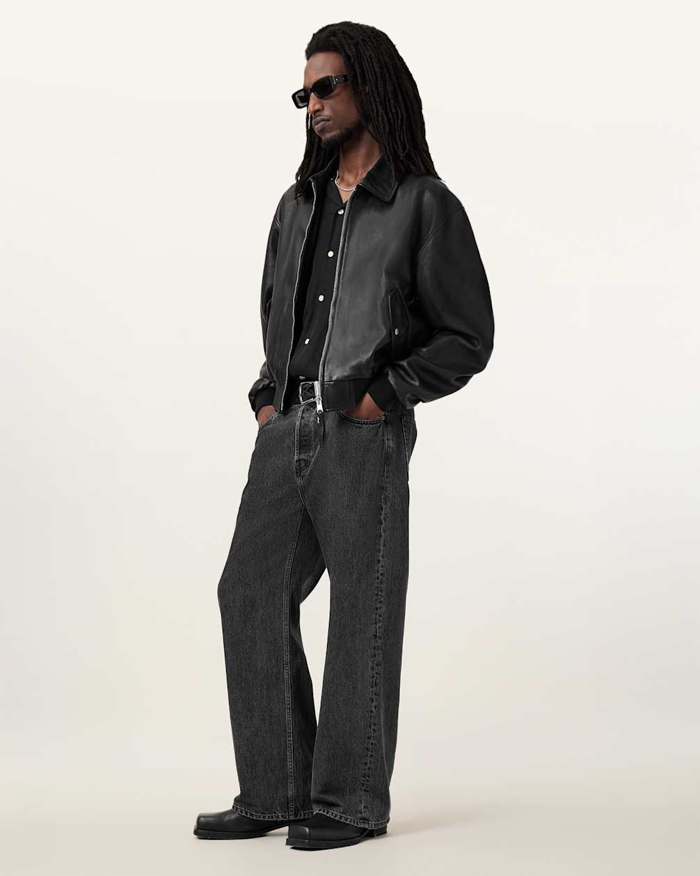 Marco Oversized Leather Bomber Jacket