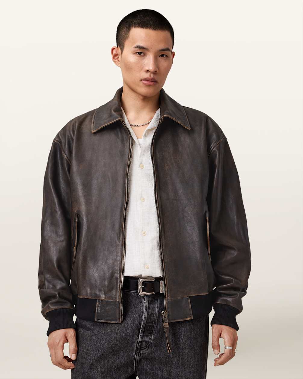 Marco Oversized Leather Bomber Jacket