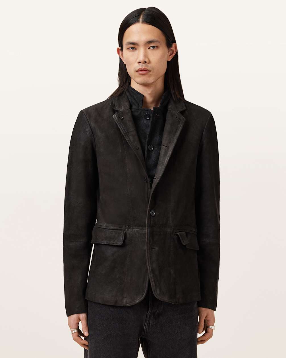Survey Double Layered Leather Blazer